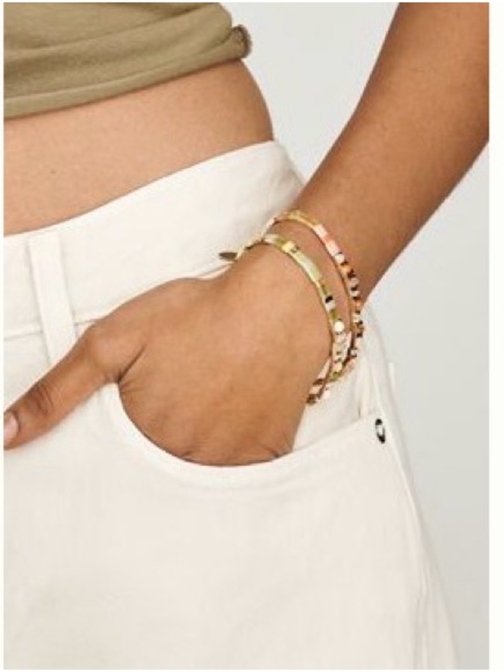 Anthropologie Gold and Orange Layered Bead Bracelet